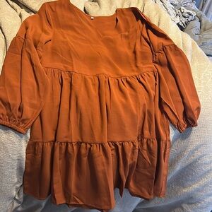 Medium long sleeve orange dress